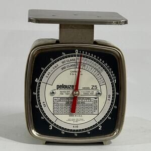 VINTAGE Pelouze Z5 Postal Scale 5 lb Mechanical Mail Kitchen Office USA Made